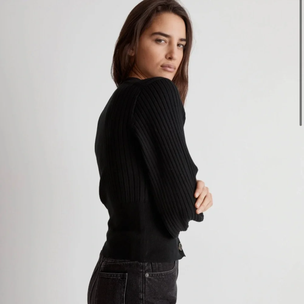 Madewell Rust Brown Ribbed V-Neck Button Cardigan - Picture 3 of 9